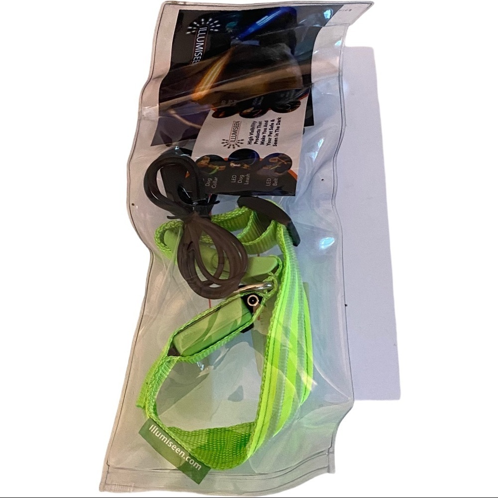 Illumiseen Neon Green LED Dog Collar USB Charge Sm